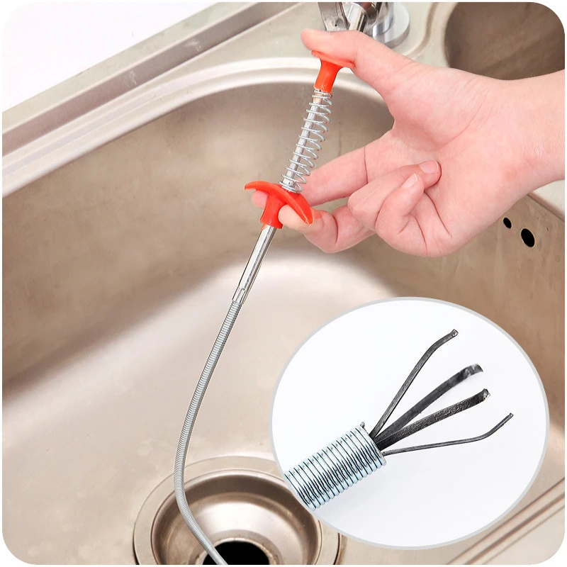 24.4 Inch Spring Pipe Dredging Tools, Drain Snake, Drain Cleaner Sticks Clog Remover Cleaning Tools Household Kitchen Gadgets