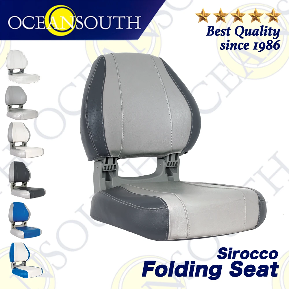 Oceansouth Sirocco Folding Boat Seat Ergonomically Designed Folding Wider Seat Contoured Back Fishing Boat Accessories