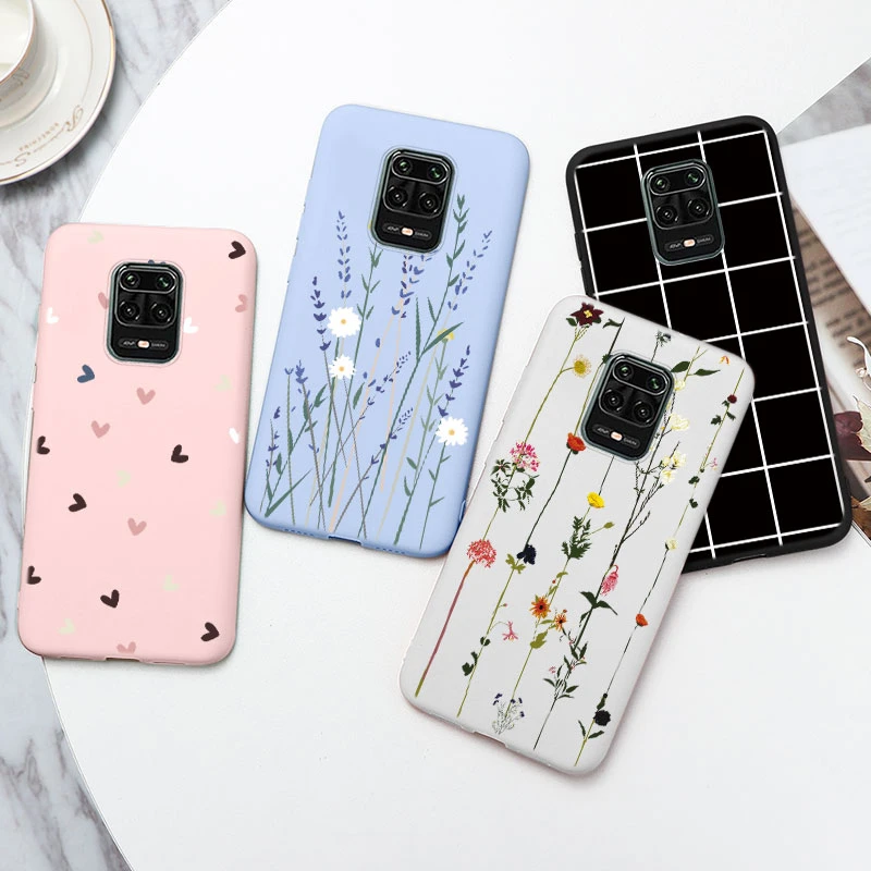 For Xiaomi Redmi Note 9 Pro Case Silicone Soft TPU Back Cover For Xiomi Redmi Note 9Pro Max Note9 9S 6.67'' Flowers Heart Case