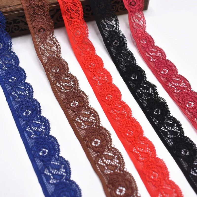 10Yards/lot Dark Brown Elastic Lace Trims for Sewing Clothing Wedding Decorations 24mm Christmas Stretch Lace Fabric Ribbon DIY