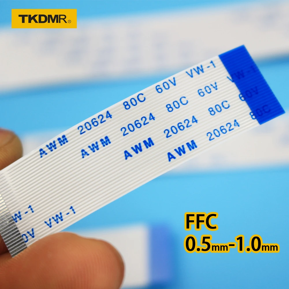 TKDRM Flat flexible cable FFC FPC LCD cable AWM 20624 80C 60V VW-1 FFC-0.5MM 1MM  4pin Connector blue 50-300MM wire connector