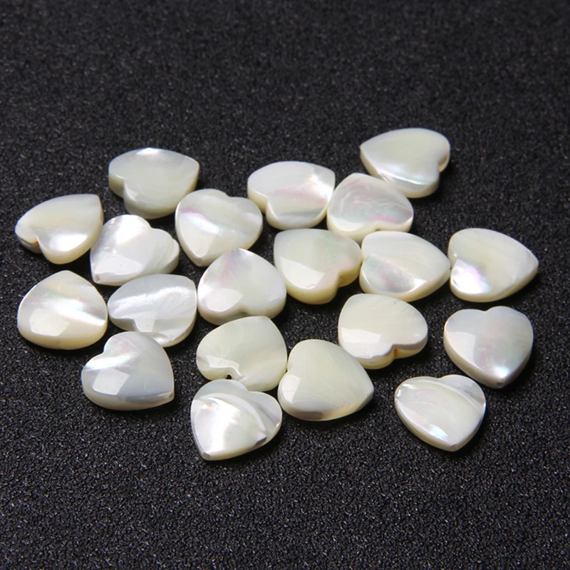 10pcs/lot Heart Sahpe Natural Shell Beads White Natural Mother Of Pearl Shell Loose Spacer Beads for Jewelry Making DIY Charms