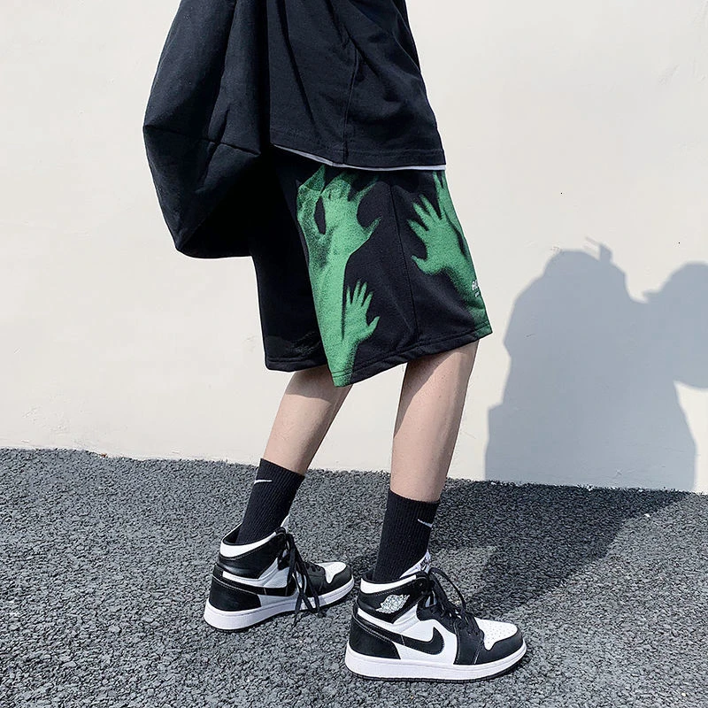 PR Men's Casual Oversize Shorts 2021 Fashion Printed Hip Hop Shorts Korean Streetwear Male Shorts