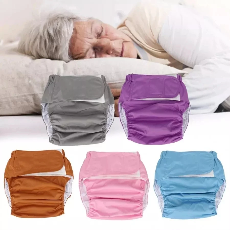 Adult Diapers Waterproof Washable Reusable Adults Elderly Cloth Diapers Adjustable Pocket Nappies for Bedridden Incontinence