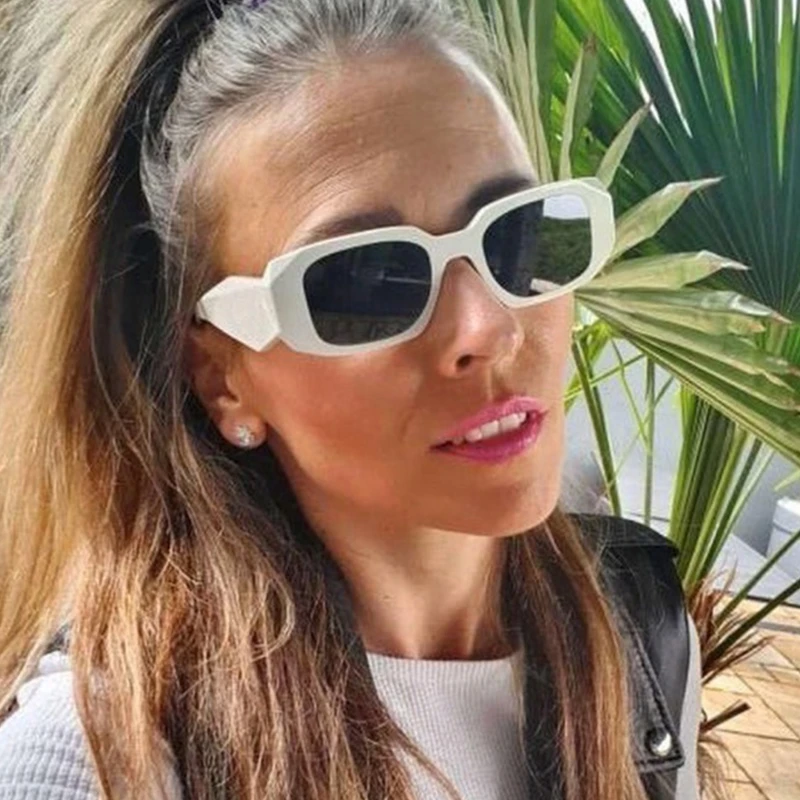 Small Polygon Rectangle Women Sunglasses Fashion Retro Brand Designer Square Sun Glasses Men Classic White Glasses Shades UV400