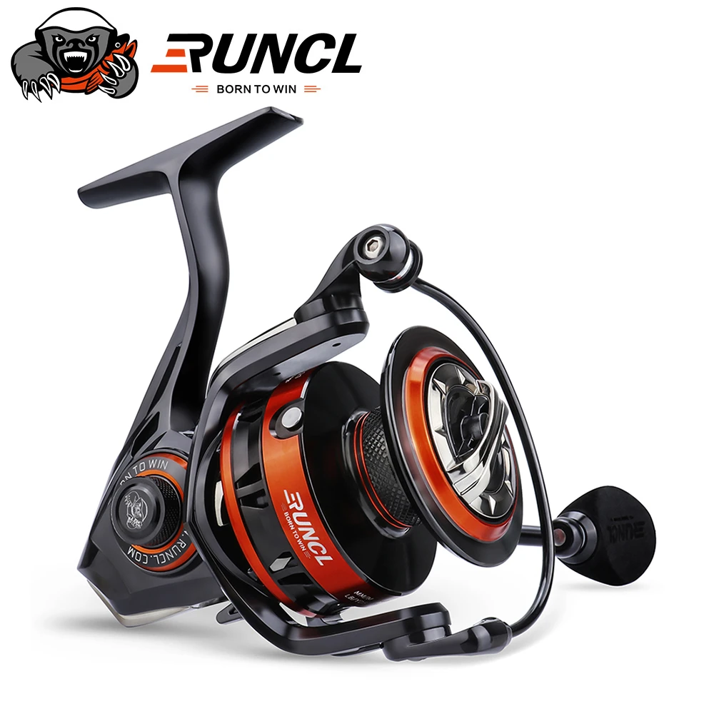 RUNCL Spinning Fishing Reel Rushmore - 6.2:1 High Speed Fishing Reel, 9+1BB, Carbon Fiber 25.3 LB Max Drag, Braid-Ready Spool,