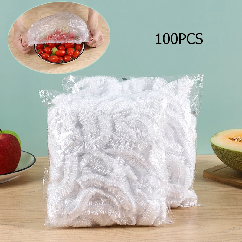 Food Grade 100PCS Preservative Film Food Storage Covers Disposable Plastic Wrap Reusable Kitchen Disposable Food Protective Film