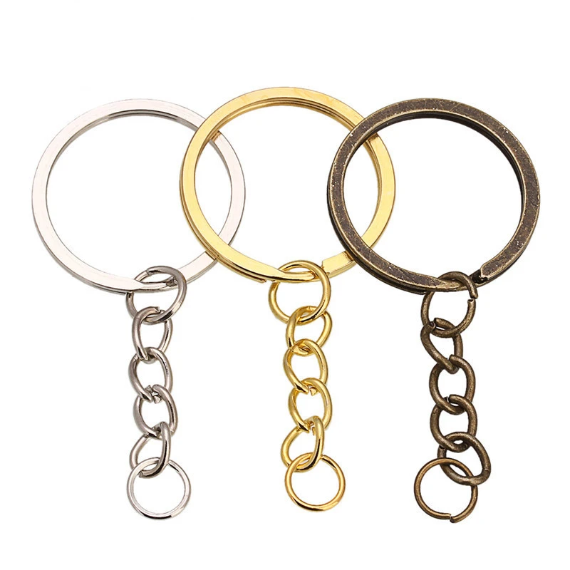 5-20pcs/lot Key Chain Key Ring keychain Bronze Rhodium Gold 28mm Long Round Split Keyrings Keychain Jewelry Making Wholesale DIY