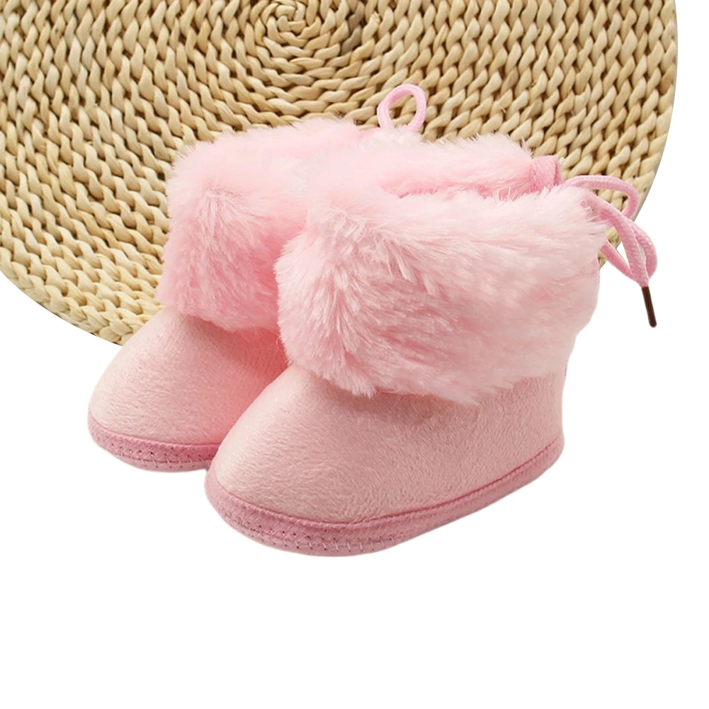 Infant Baby Autumn Winter Boots For Girls Boys Fuzzy First Walkers Anti-Slip Sole Warm Sneakers Faux Fur Crib Shoes Snow Boots