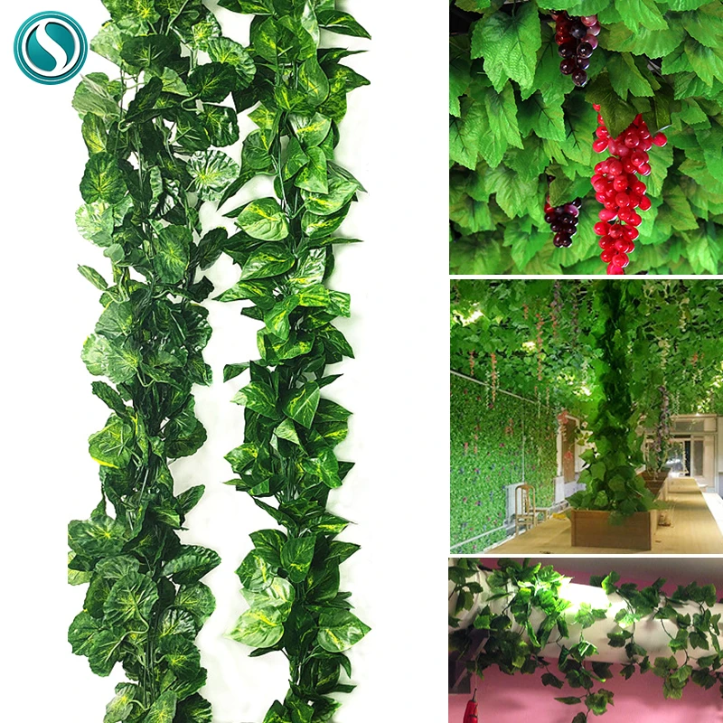 2.4M Silk Artificial Hanging Ivy Vivid Rattan Leaf Garland Plant Vine Leaves Home Wedding Bathroom Decoration Garden Party Decor