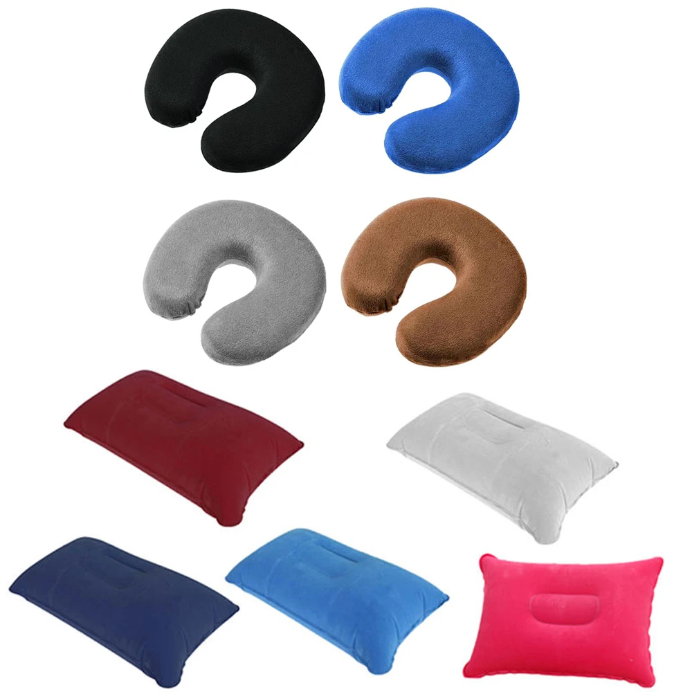 Rectangle U Shaped Travel Pillow Car Air Flight Inflatable Pillows Neck Support Headrest Cushion Soft Nursing Cushion Black