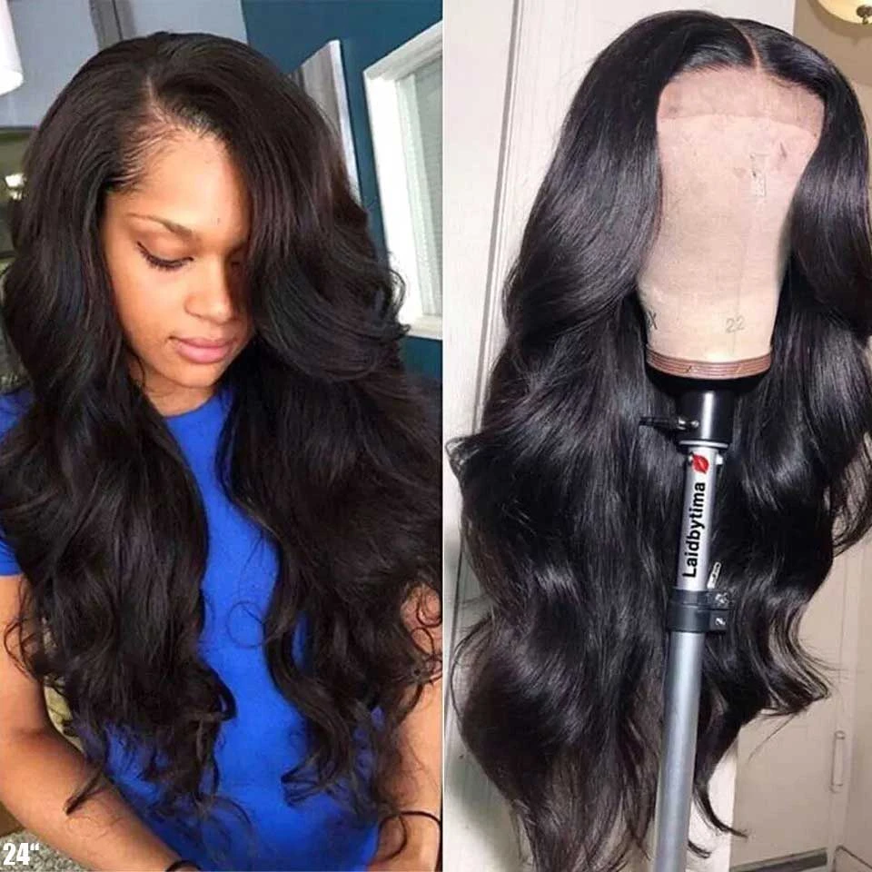 180 Density Brazilian Body Wave Lace Front Wig Transparent Lace Frontal Wigs T PART 32 30 Inch Wavy Lace Front Human Hair Wigs