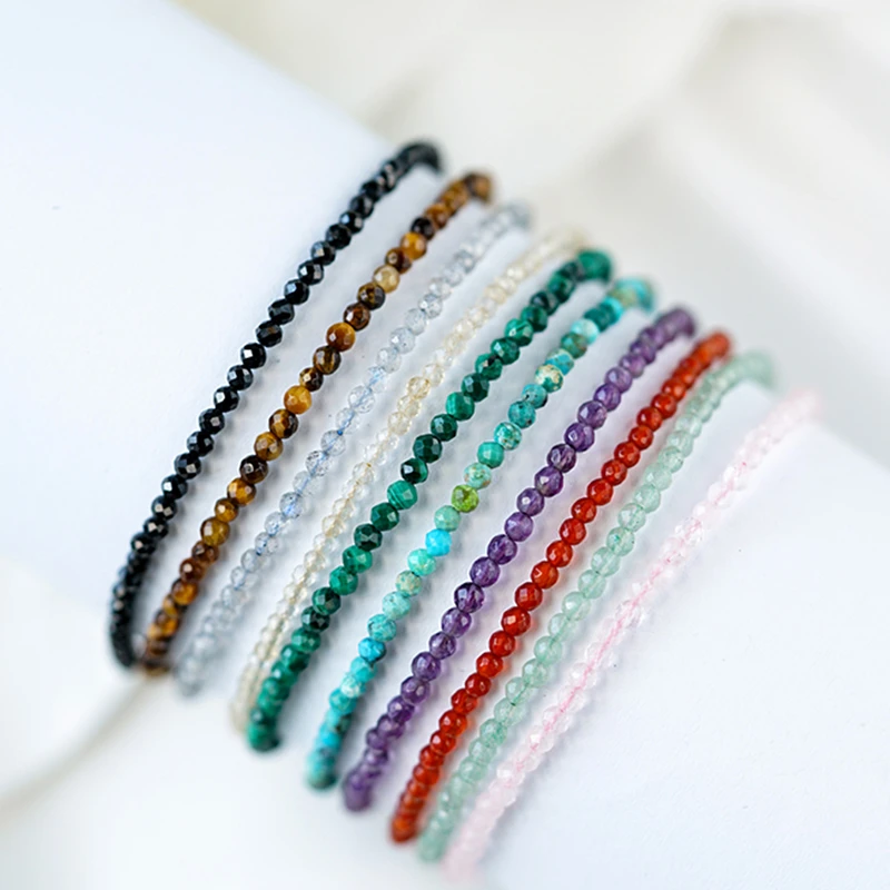 Natural Stone 2MM Crystal Bead Bracelets For Women Chain Handmade Minimalist Korean Fashion Jewelry Friendship Bracelets