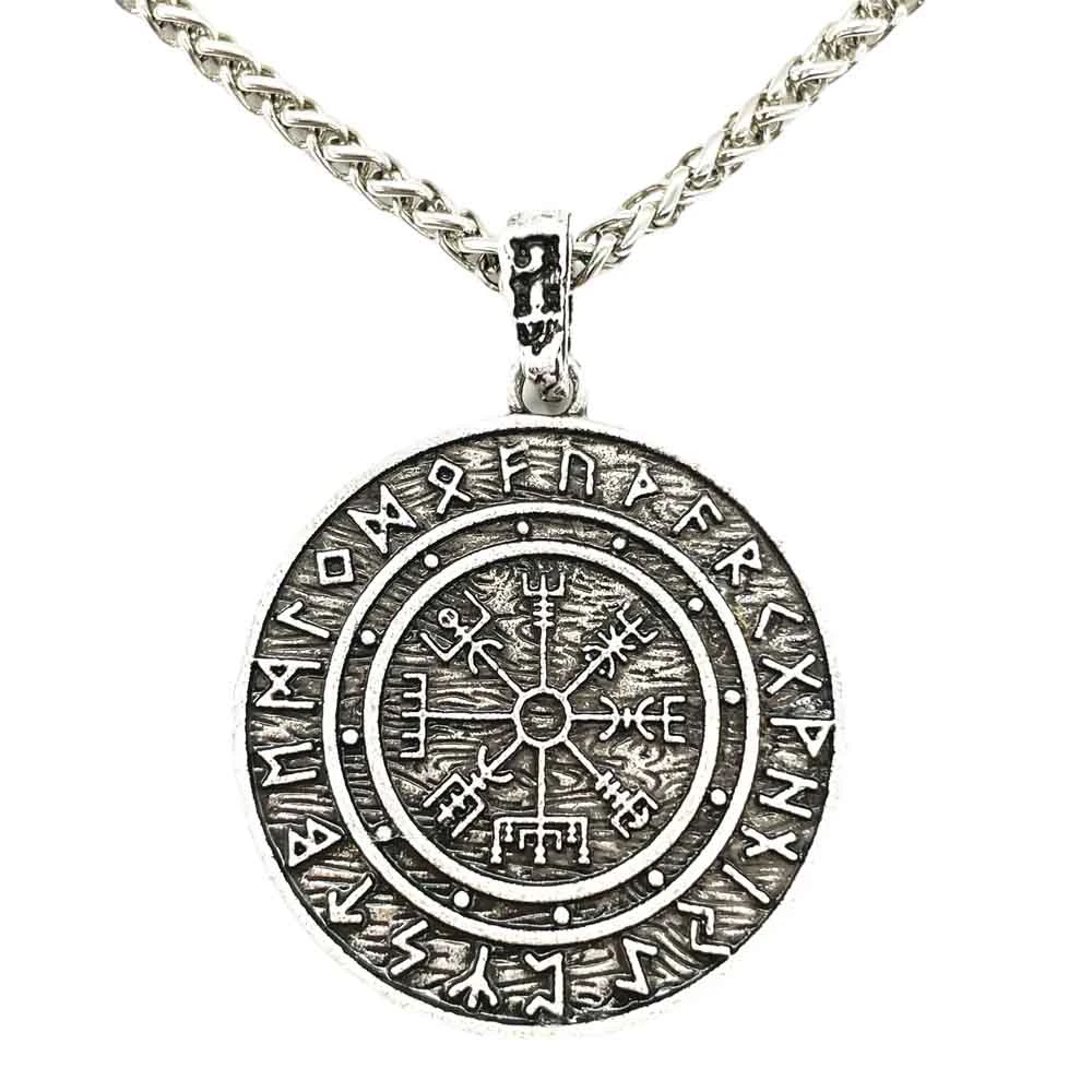 Nordic Vegvisir Compass Norse Runes Viking Jewelry Runic Amulet And Talisman Pendant Necklace Men Dropshipping 2021