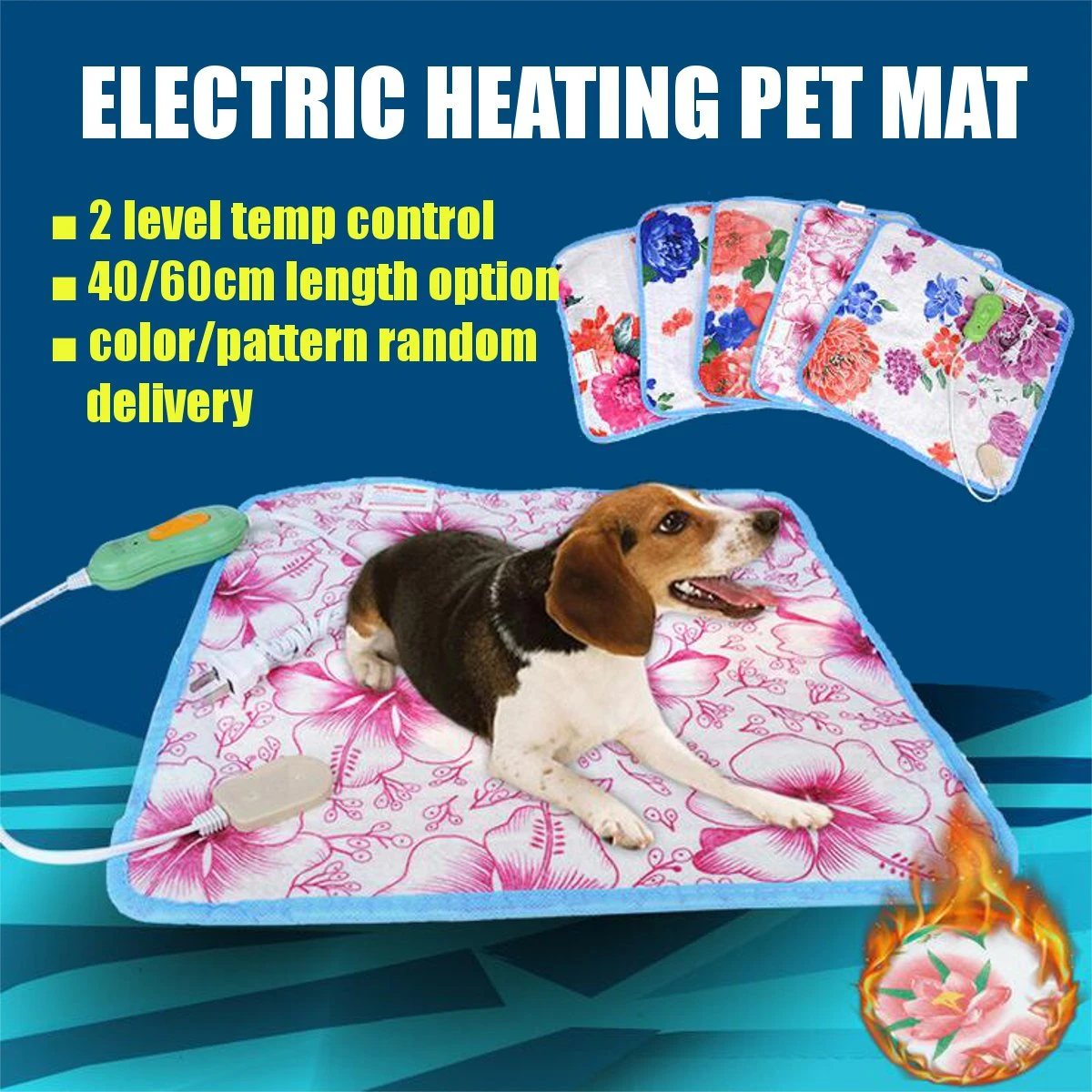 220V Electric Heating Pad Blanket 40x40/60cm Pet Mat Bed Cat Dog Winter Warmer Pad Home Office Chair Heated Mat Random Patterns