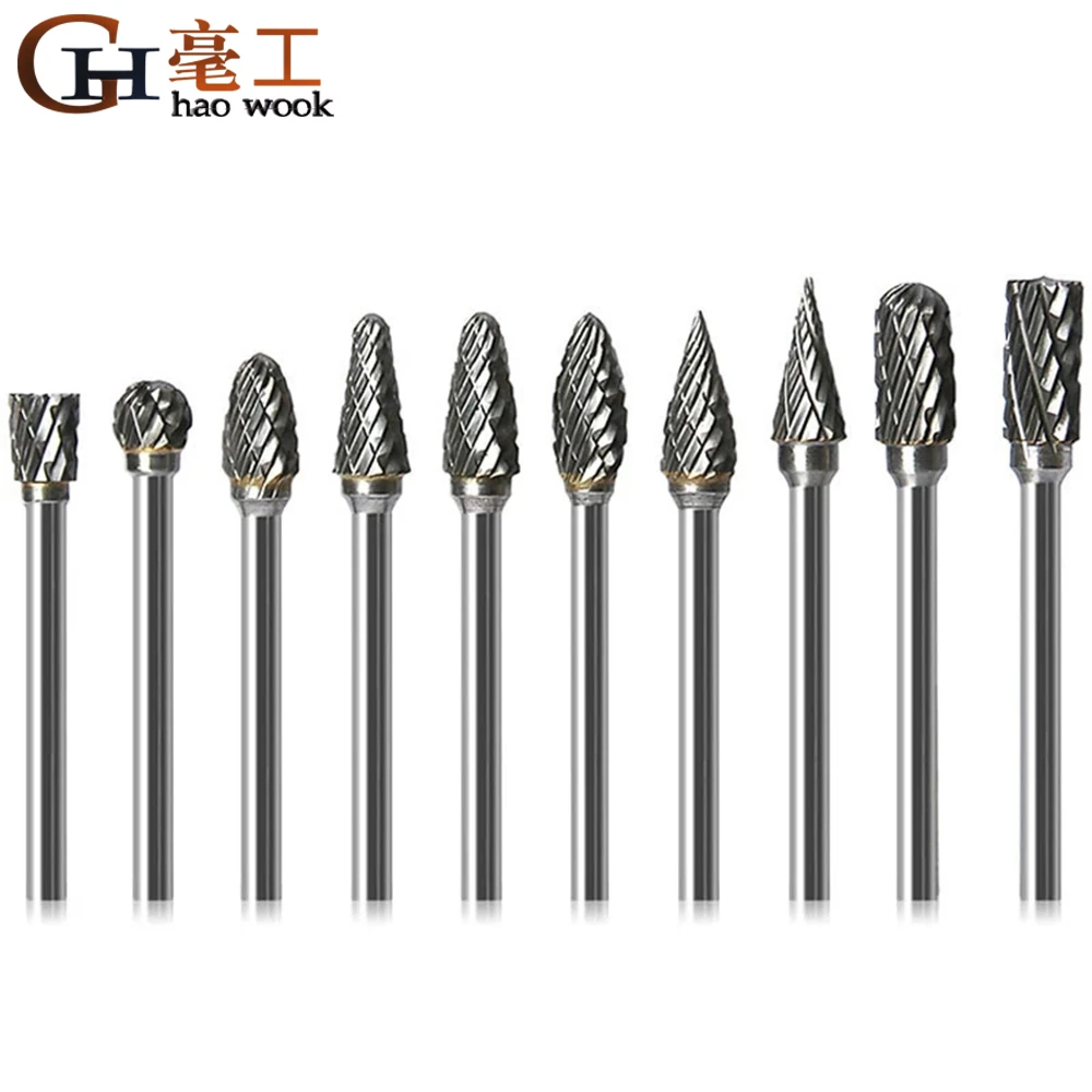 1/8 Tungsten Carbide 3x6mm Drill Bits Rotary Burrs Metal Diamond Grinding Woodworking Milling Cutters For Drill Bits