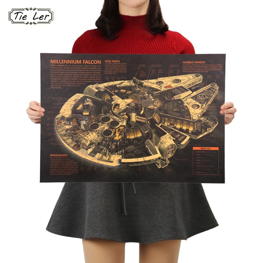 TIE LER Spaceship Kraft Paper Poster High Quality Print Painting Poster Home Decor Wall Decoration Painting 50.5X35cm