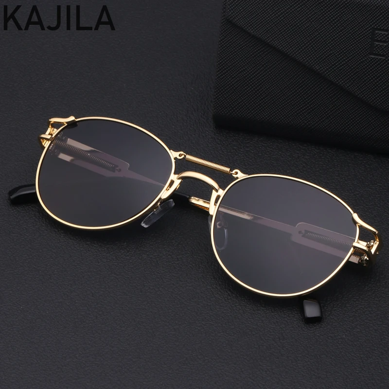 Round Steampunk Sunglasses Men 2021 Luxury Brand Quality Punk Sun Glasses For Women With A Bag Oval Sunglass Gafas De Sol Hombre