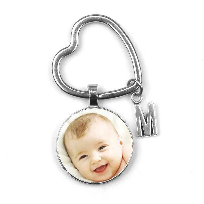 Personalizeds pendant Photo Photo Baby Child Dad Family Portrait Keychain  Mom Brother Heart shaped Grandparents Private Custom