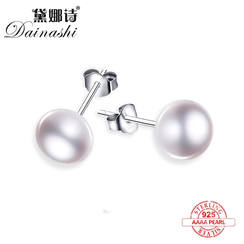Elegant 100% Genuine Freshwater Natural Pearl Earrings Fine jewelry Silver 925 Stud Earrings For Women Lowest price With Box