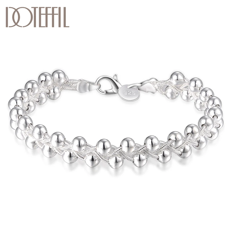 DOTEFFIL 925 Sterling Silver Braided Grape Beads Bracelet For Women Wedding Engagement Party Fashion Jewelry