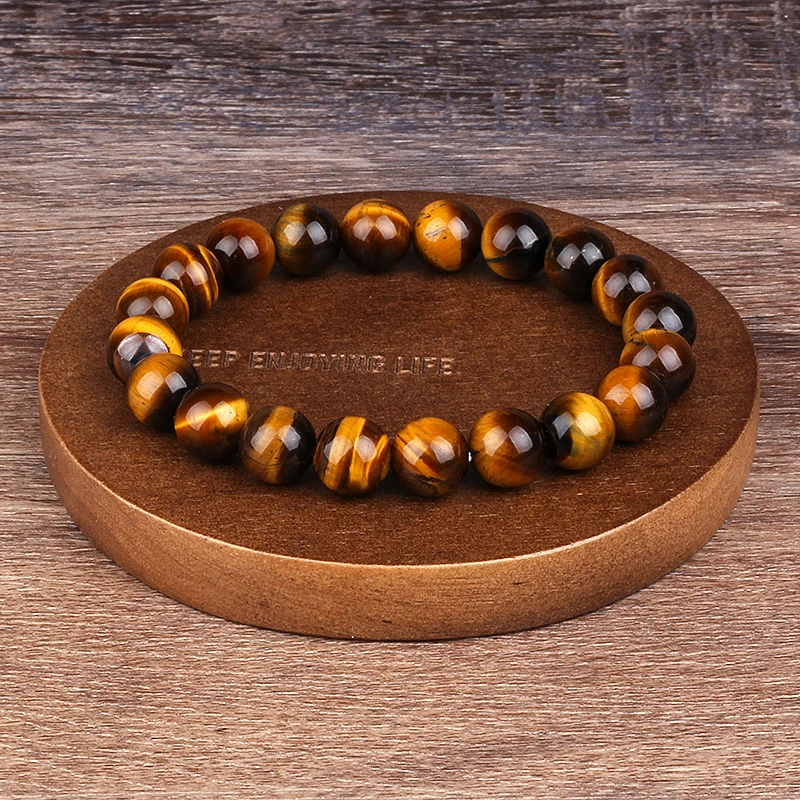 Fashion Minimalist 6mm 8mm 10mm 12mm Tiger eyes Beads Bracelet Men Charm Natural Stone Braslet For Man Handmade Jewelry Pulseras