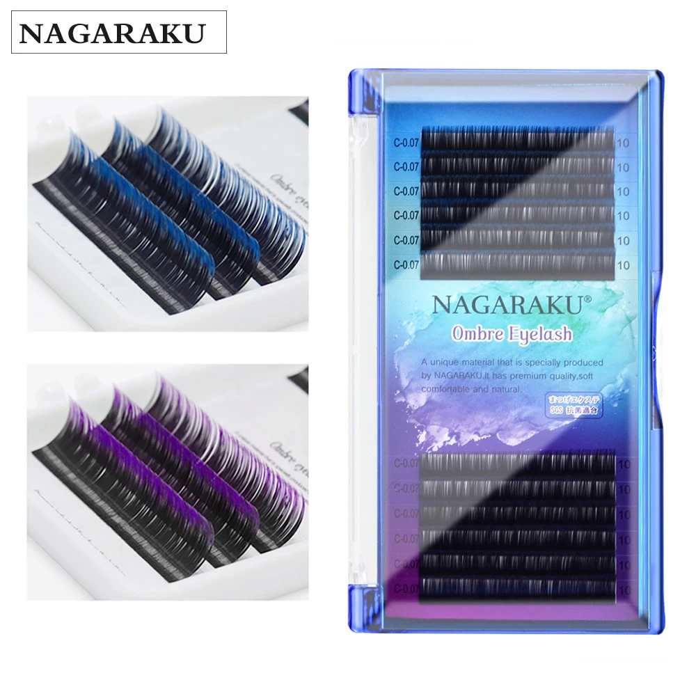 NAGARAKU Eyelashes Makeup Mink Lashes Ombre Color Purple Blue Gradient Color Eyelash Extension Premium Faux Cils Soft Mink