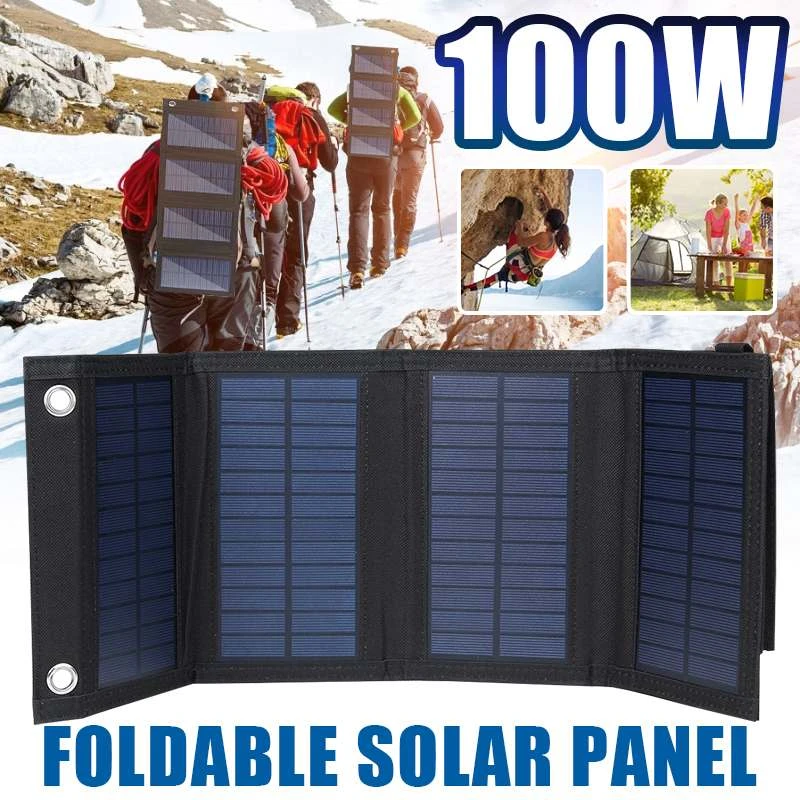 Portable 100W 5V Solar Panel Phone Charger USB Folding Solar Panels for Traval Outdoor Solar Battery Board for cellphone