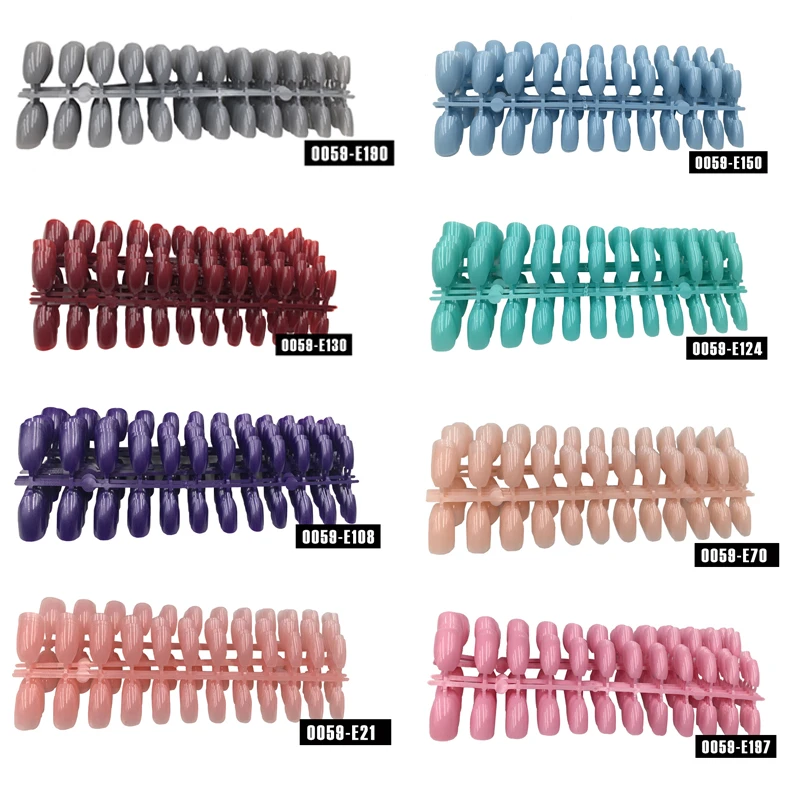 120pcs Fake Short Pointed Coffin False Nail Tips Stiletto False Nails Full Cover Pure Candy Color Ballerinas Press On Nail