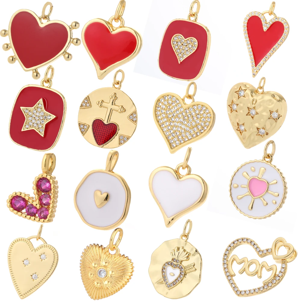Red Love Heart Cute Charms Diy Earrings Charm Designer Bracelet Necklace Pendant Jewelry Making Charm Gold Resin Phone Butterfly