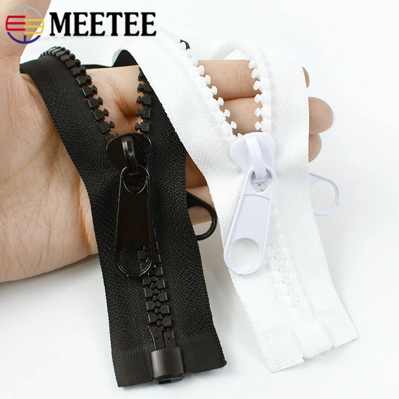 Meetee 1/2/3/4/5 Meter 10# Resin Zipper Open-end Tail Double Side Slider Lock for Sewing Jacket Coat Placket Tent Long Zip ZA211