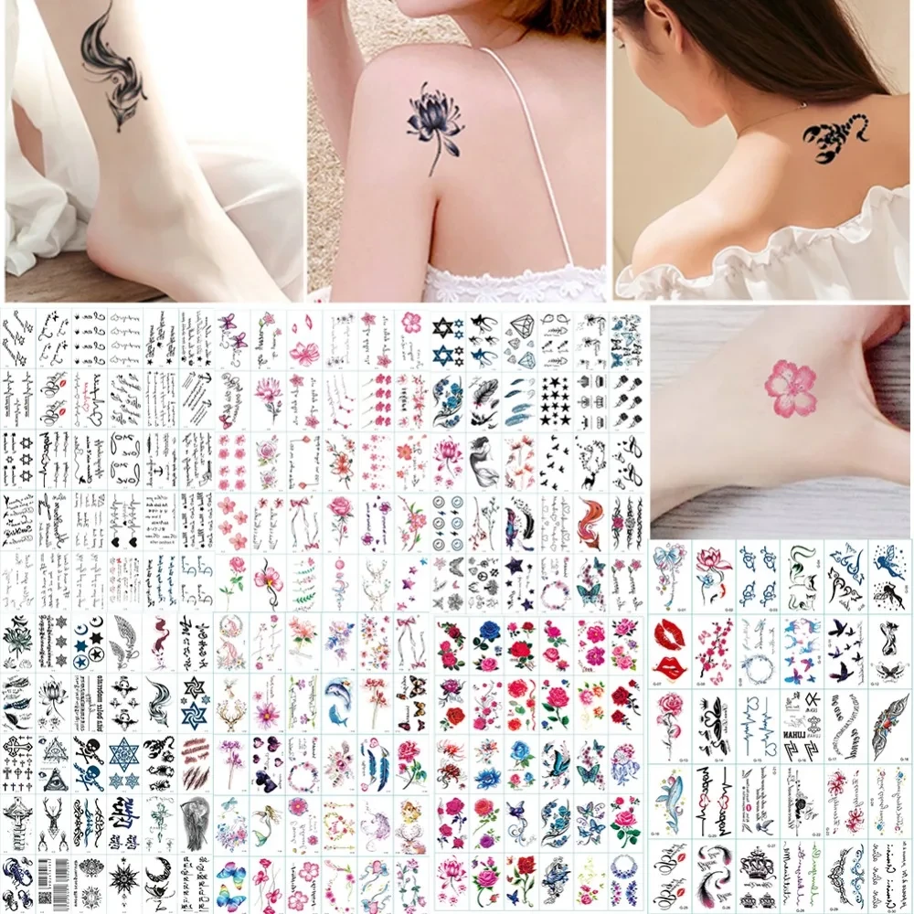 30pcs/Set Rose Waterproof Temporary Tattoo Sticker for Adults Kids Body Art Women New Design Water Transfer Fake Tatoo #287862