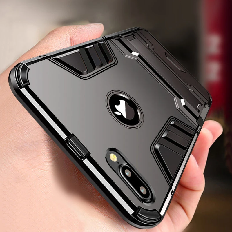 Luxury 3D Cool Armor Case For iPhone 8 7 6 6S Plus 5 5s SE Hybrid Shockproof Rugged Case For iPhone X XS MAX XR Stand Cover Case
