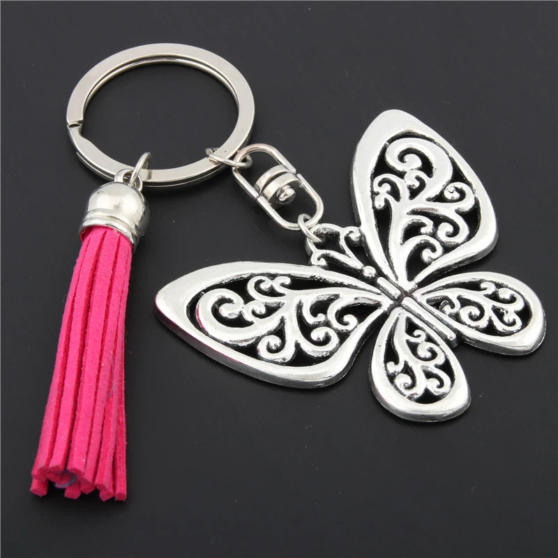 1pc Dragonfly Charms With Lotus Keychains Cross Keyring Butterfly Pendant Key Chain For Women Animal Jewlery