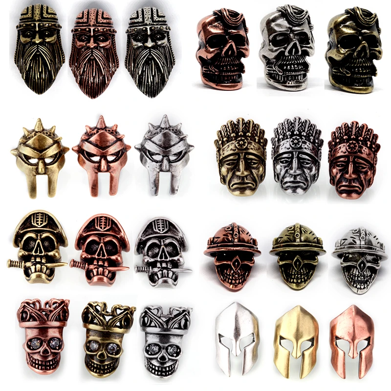 Paracord beads rope mask Pendant helmet Beads Metal Antique steel Gold or Bronze  Charms For Bracelet beads for jewelry making