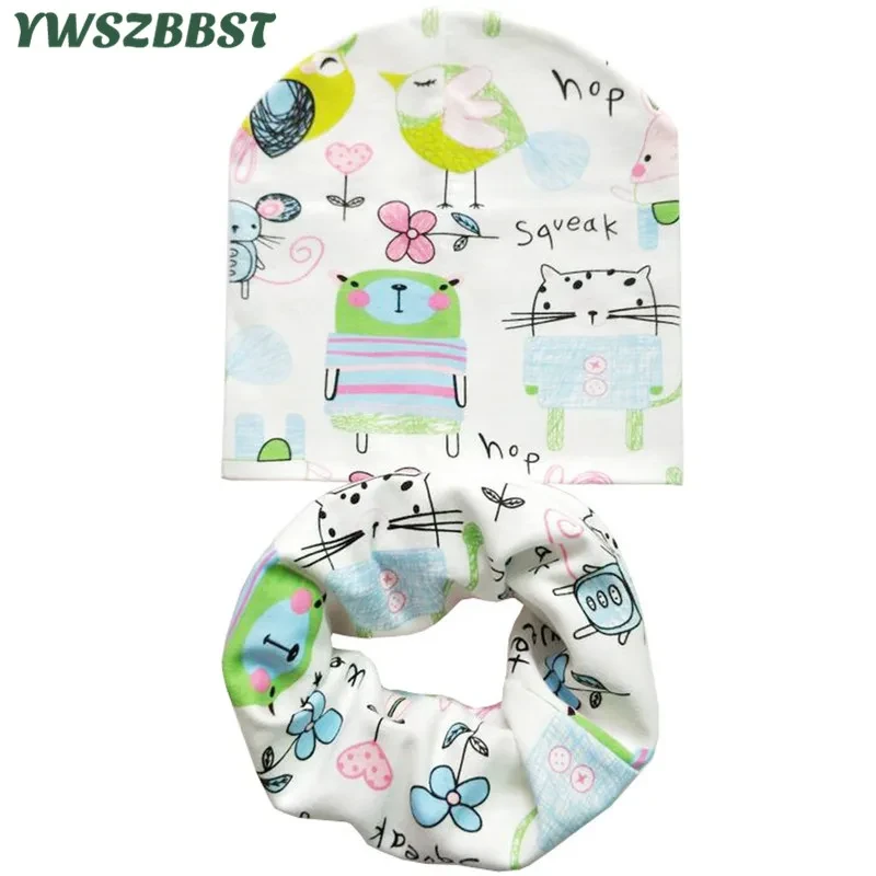 2021 New Winter Spring Cotton Baby Hat Warm Beanies for Boys Girls Outdoor Kids Head Cover Neck Collar Children Hat Scarf Set