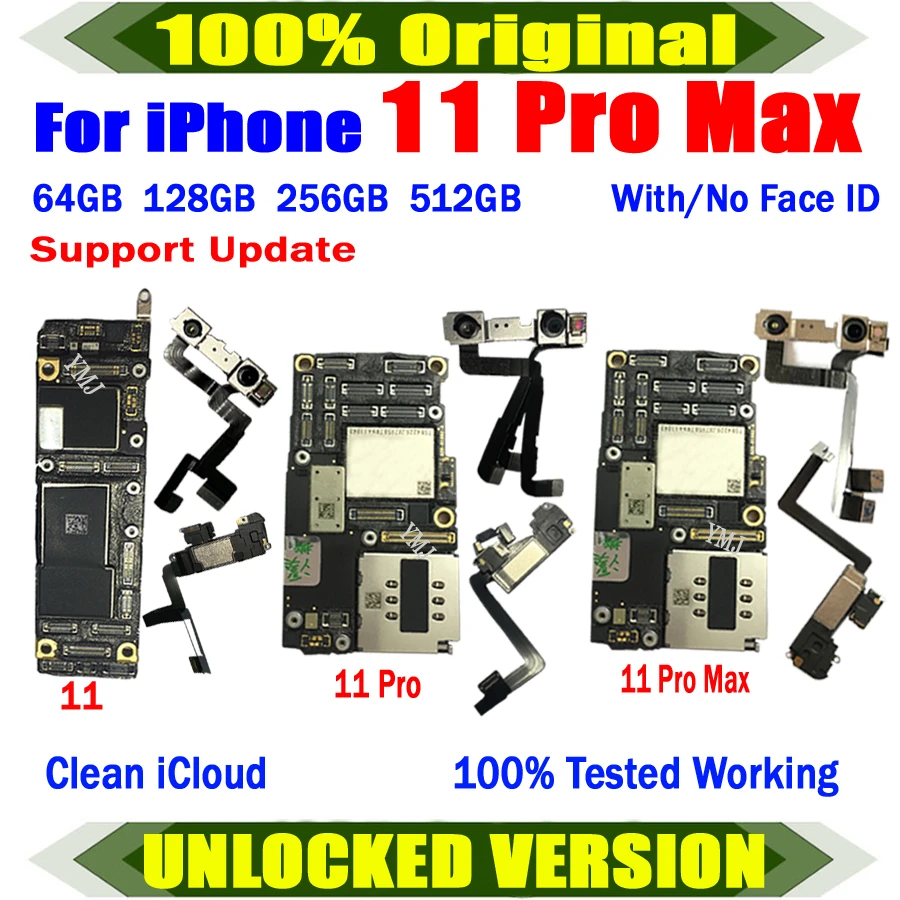 100% Original unlocked for iphone 6 Motherboard With/NO Touch ID, With Full chips+Free icloud Logic boards Good Tested,16gb/64gb