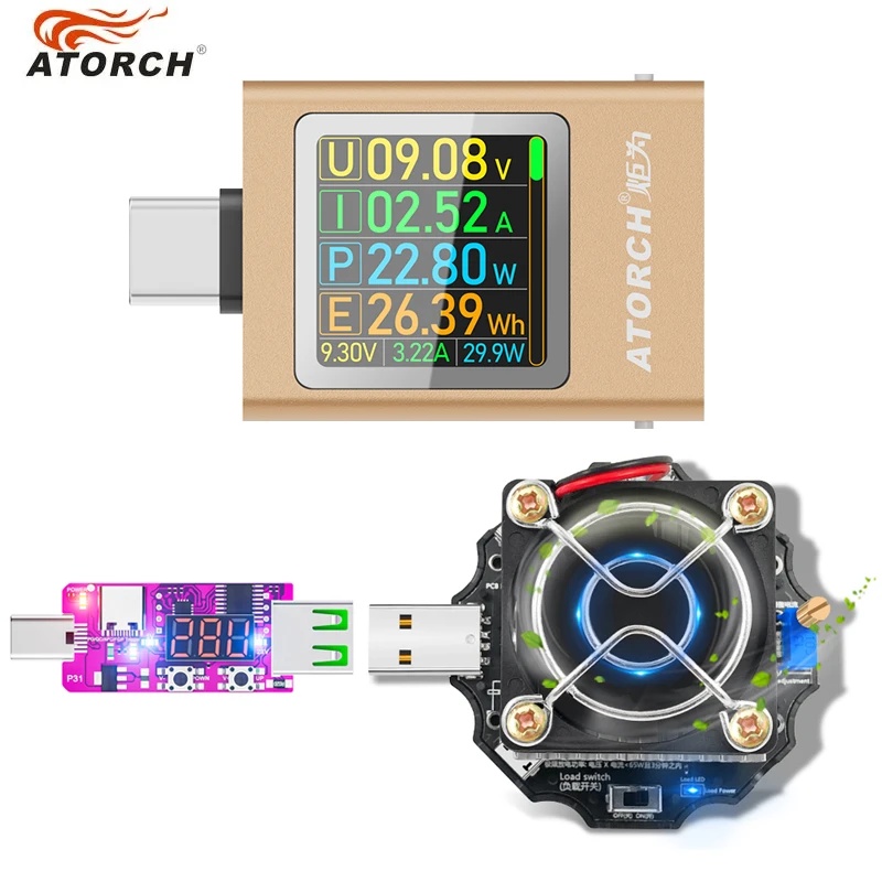 18650 capacity battery tester electronic load 65W monitor indicator discharge charge usb meter 5v 12v 24v power supply checker