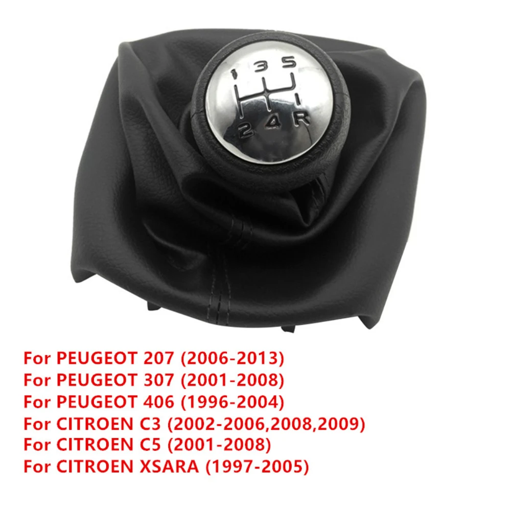 5 Speed Gear Shift Knob Shifter Boot for Peugeot 307 207 Citroen C3 C4 C5 with Gaiter Boot Cover Professional Car Accessories