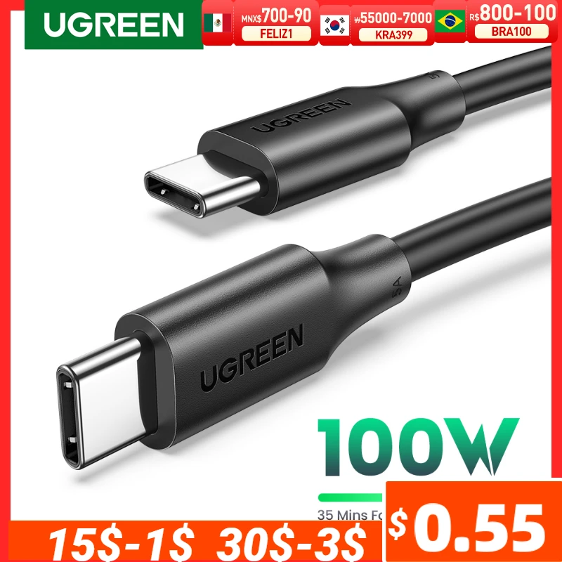 UGREEN USB C to USB Type-C Cable PD60W QC 4.0 Fast Charge Data Cable for Macbook Samsung S9 Plus USB C Cable for Huawei Mate 20