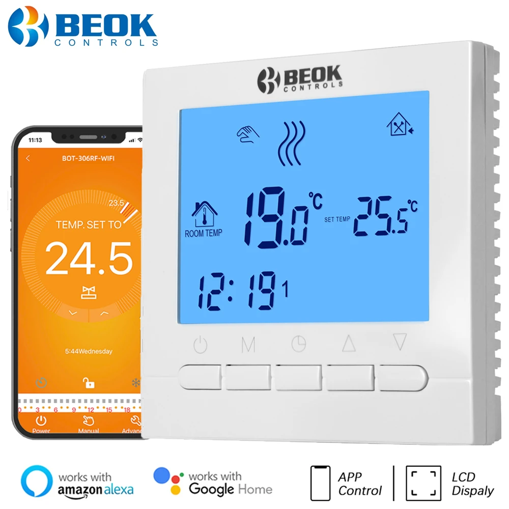 BEOK Wifi / Non-Wifi Room Heating Thermostat Temperature Controller for Gas Boilers Weekly Programmable  BOT-313