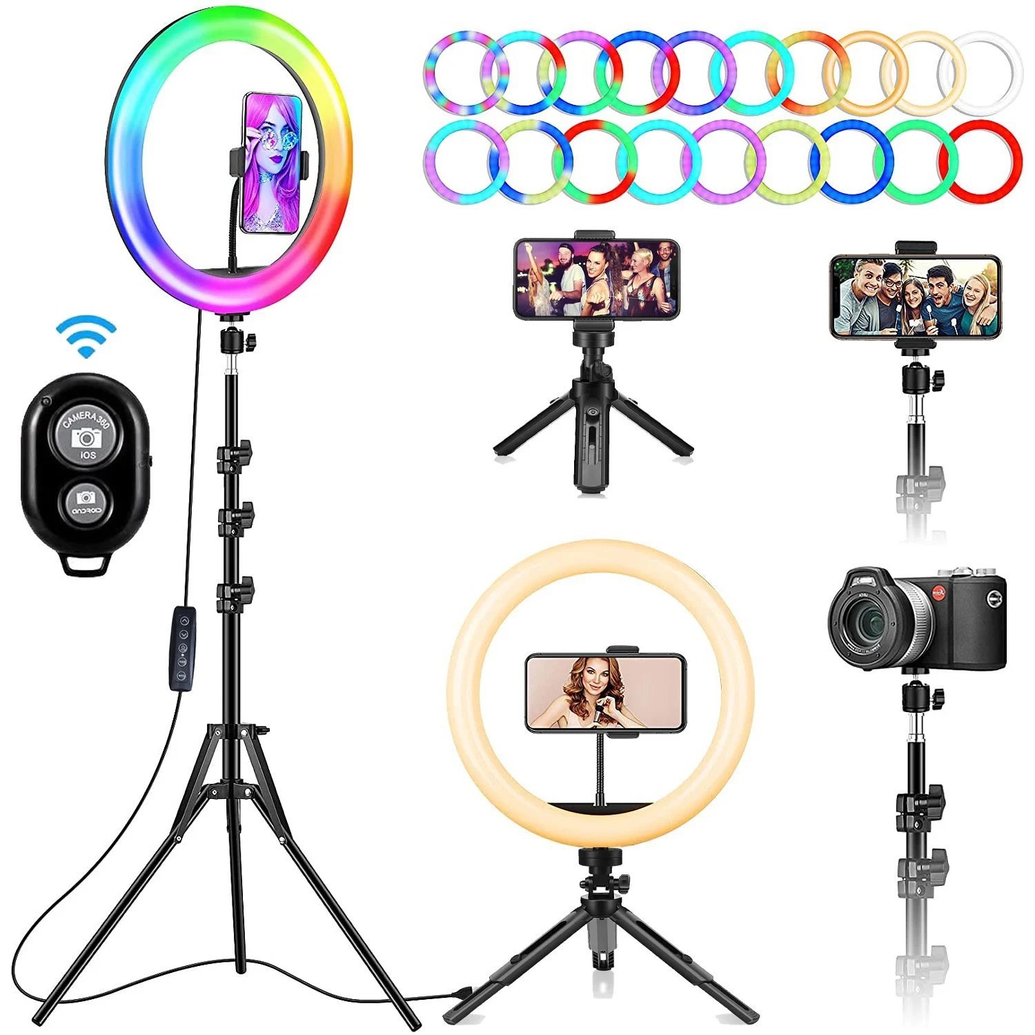 Selfie soft Ring Light RGB With Tripod Stand Fill LED RingLight Phone Photography Rim Light Live Video Shoot Makeup Circle Lamp