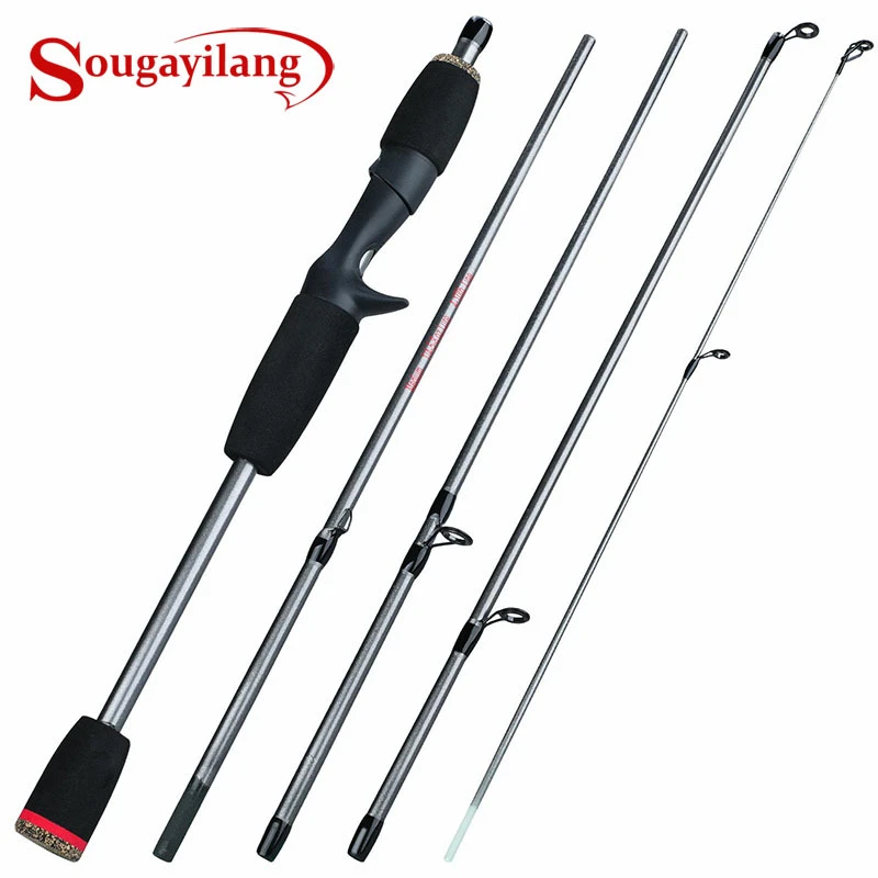 Sougayilang 5 Section Spinning Casting Speed Fishing Rods Ultralight Weight Carbon Fiber for Travel Freshwater Fishing Pesca