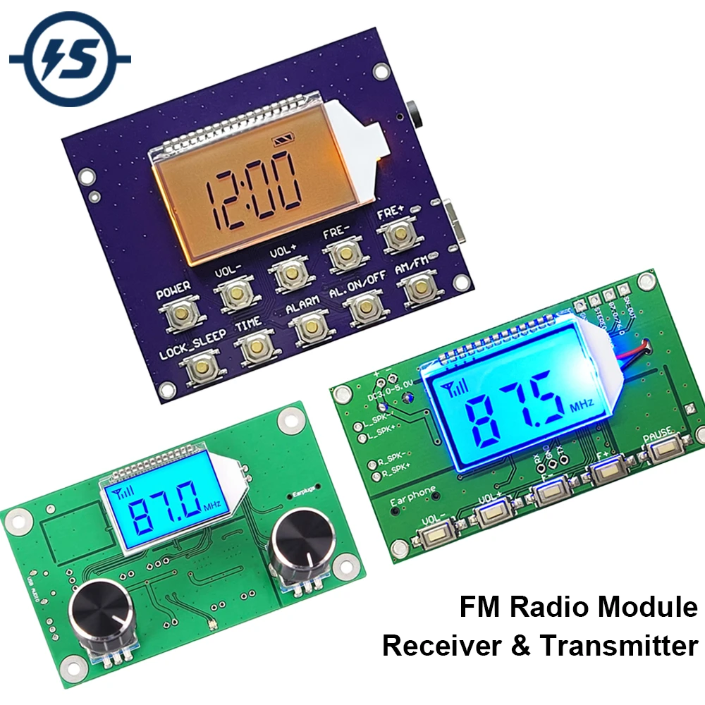 Wireless FM Radio Receiver Module 87.0MHz-108.0MHz Frequency Modulation DIY Digital Radio Receiver Board LCD Display