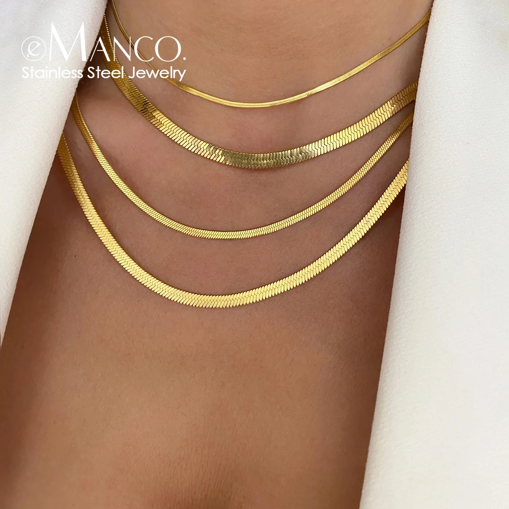 eManco Aesthetic Gold Stainless Steel Necklace Snake Chain Choker Necklace Women Necklaces for women Wholesale Jewelry