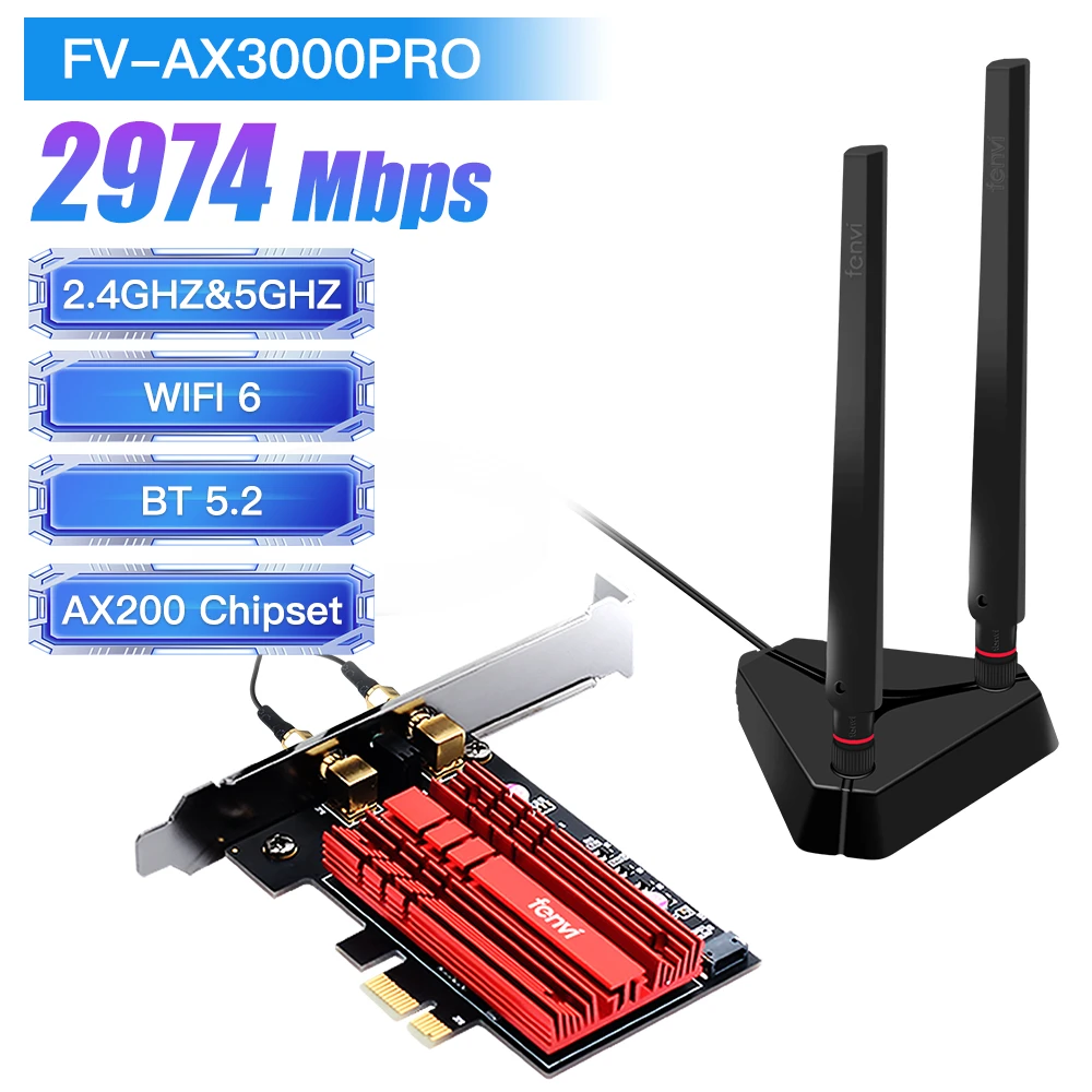 Wireless 3000Mbps PCIe Dual Band Adapter Intel AX200 Wi-Fi 6 Bluetooth 5.1 Network Wifi Card 802.11ac/ax 2.4G 5G RGB Desktop PC
