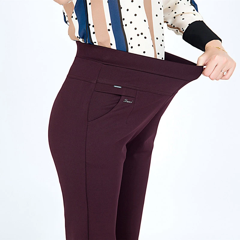 S-6XLNew autumn winter Plus Size Women's Pants Fashion Solid color Skinny high waist elastic Trousers Fit Lady Pencil Pants