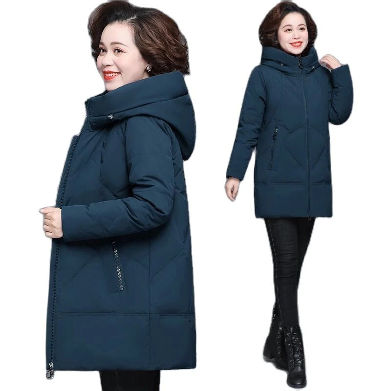 Winter Coat 2021 Middle-aged Mother New Cotton padded Jacket Long Hooded Parka Plus size 6XL Female Windproof Loose Warm Outwear