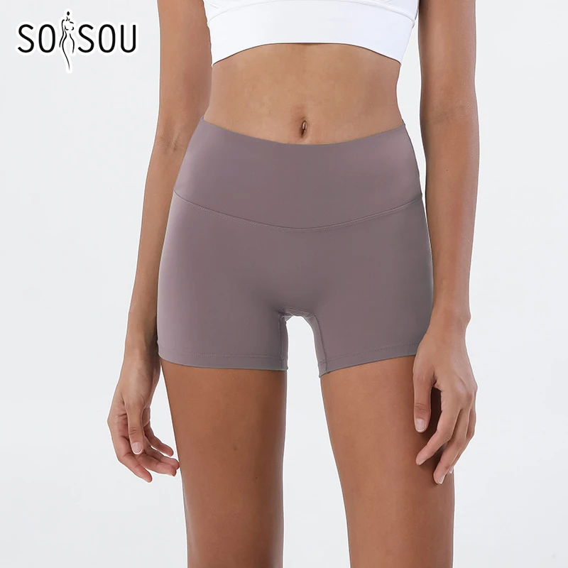SOISOU New Fitness Shorts Female Tight Cycling Shorts Yoga Shorts Breathable Sports Pants High Waist No Awkward Lines Hot Pants