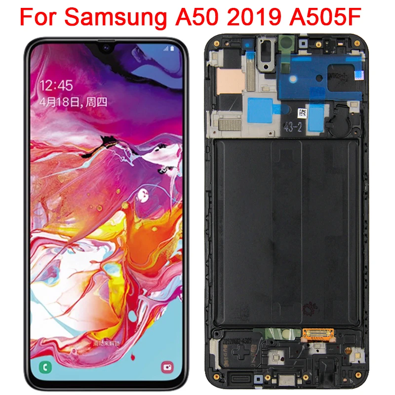 Original Super AMOLED For Samsung Galaxy A50 2019 LCD With Frame 6.4